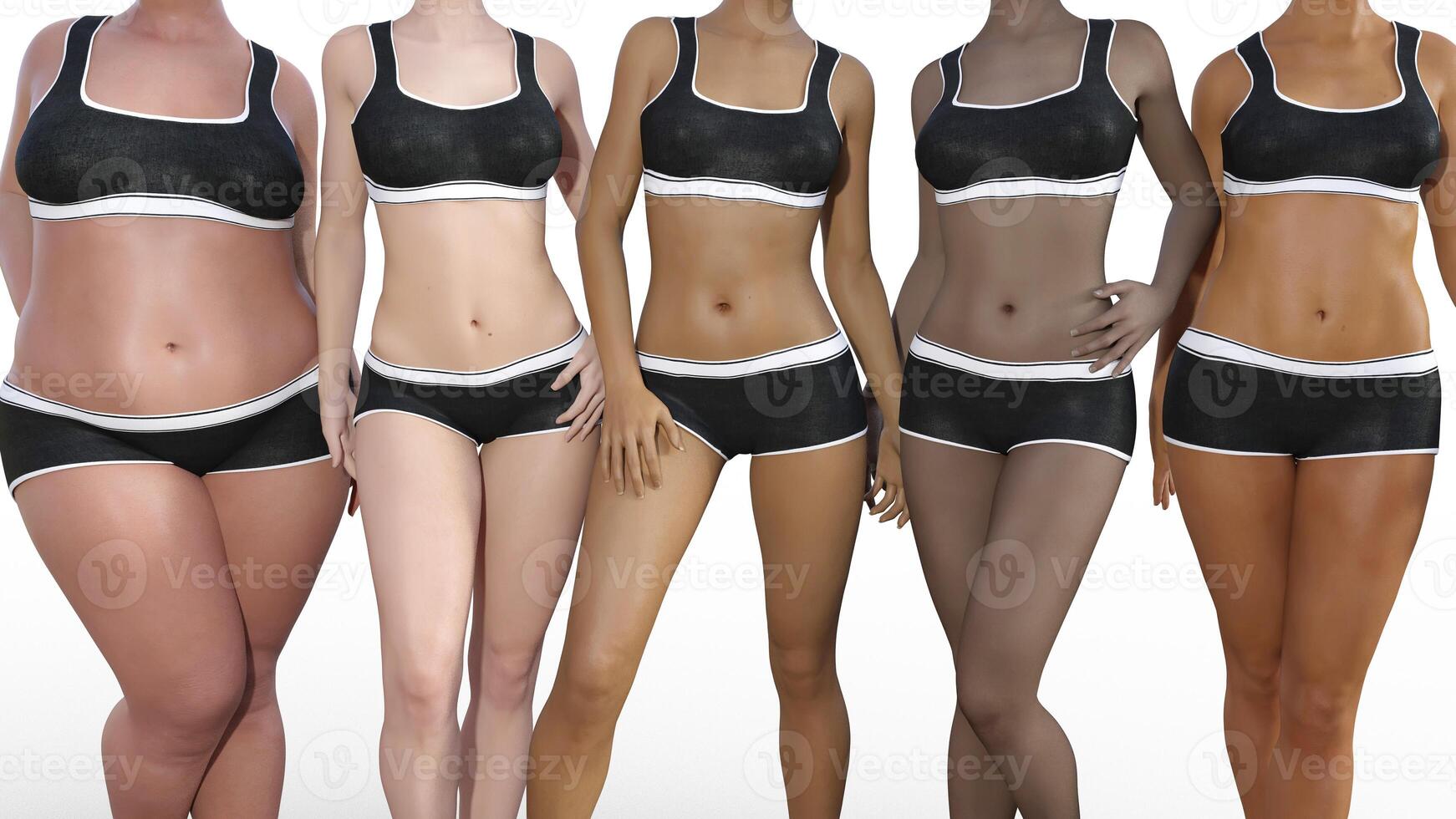 A group of women in black and white swimsuits photo