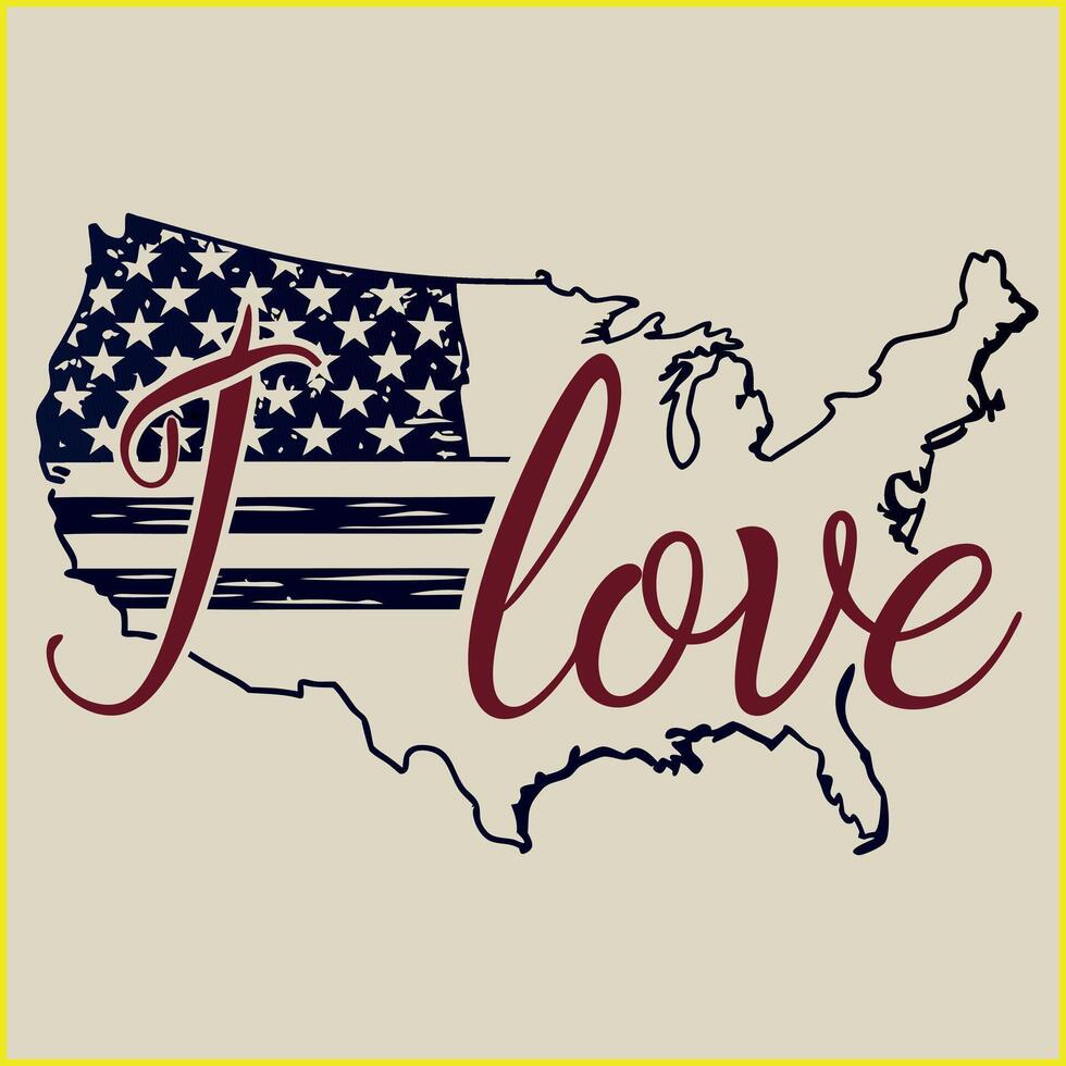 I Love America Graphic vector