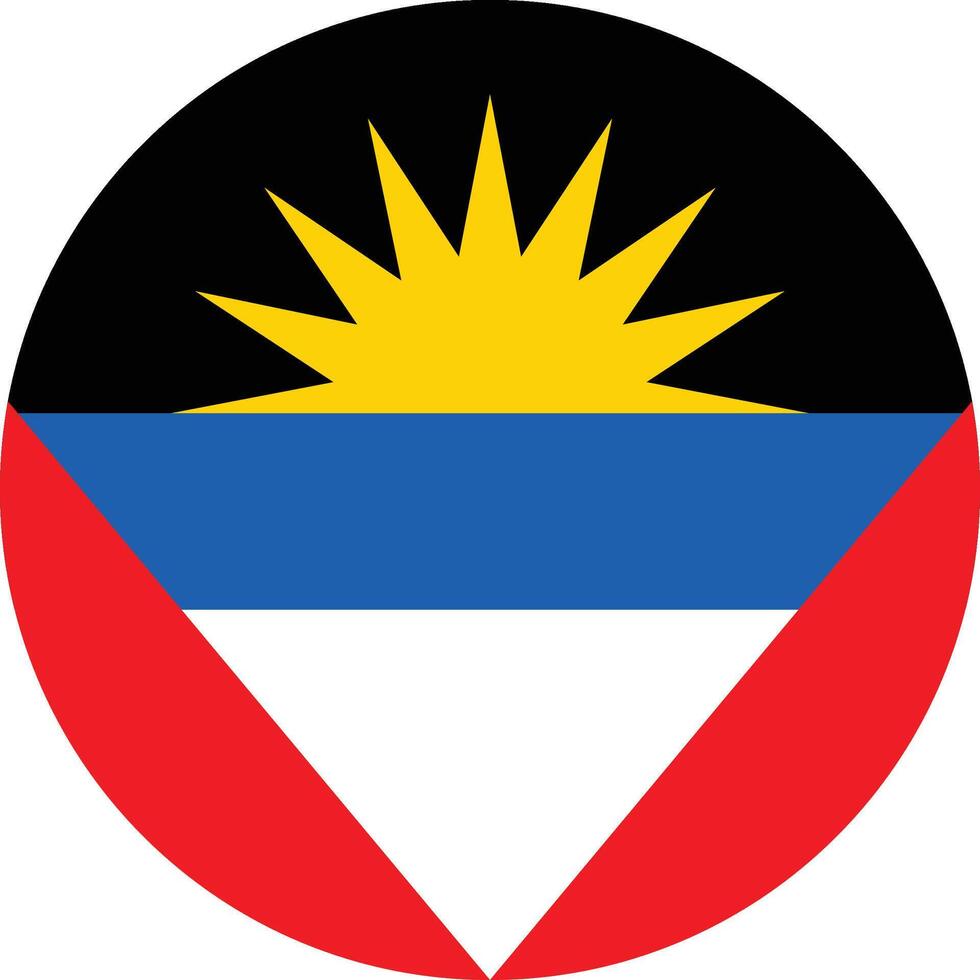 Antigua and Barbuda flag in circle, Simple button flag - Antigua and Barbuda. vector