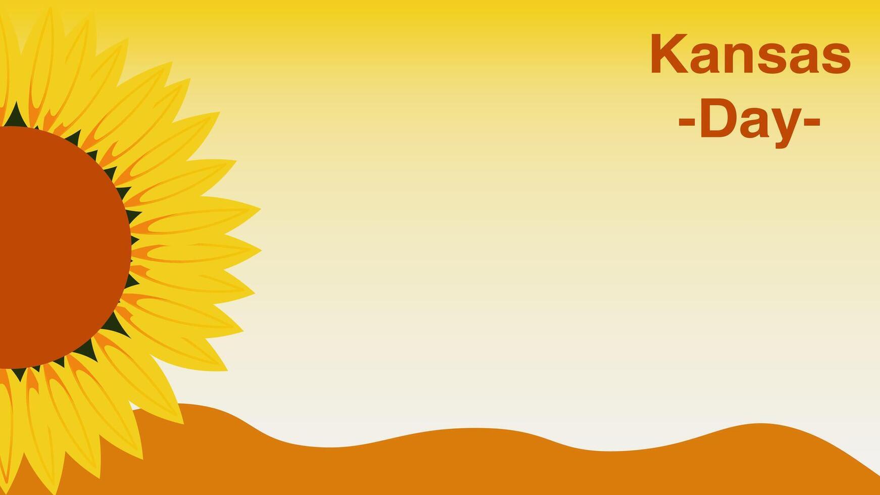 Happy Kansas Day Graphic Illustration Background, with orange yellow gradient color and sunflower, Copy Space Area. Suitable to be placed on content with that theme. vector