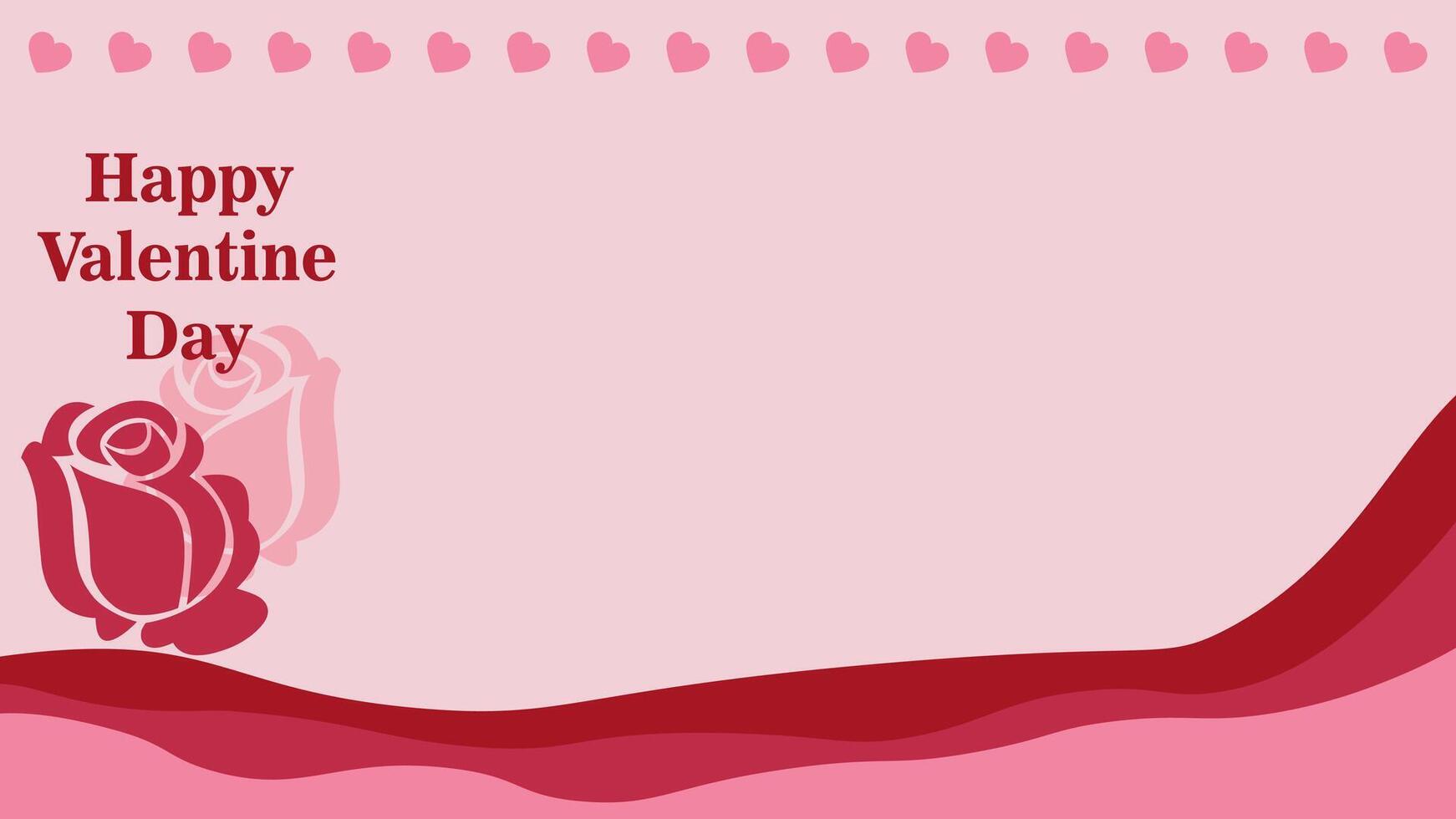 Valentine's Day celebration Graphic Illustration Background, with pink theme, rose flower and pink abstract waves, Copy Space Area. Suitable to be placed on content with that theme. vector