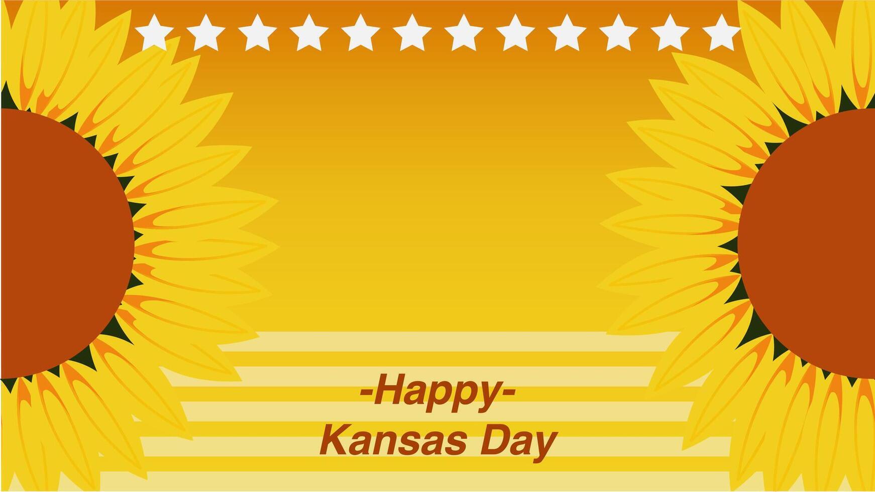 Kansas Day celebration Graphic Illustration Background, with orange and sunflower theme, Copy Space Area. Suitable to be placed on content with that theme. vector
