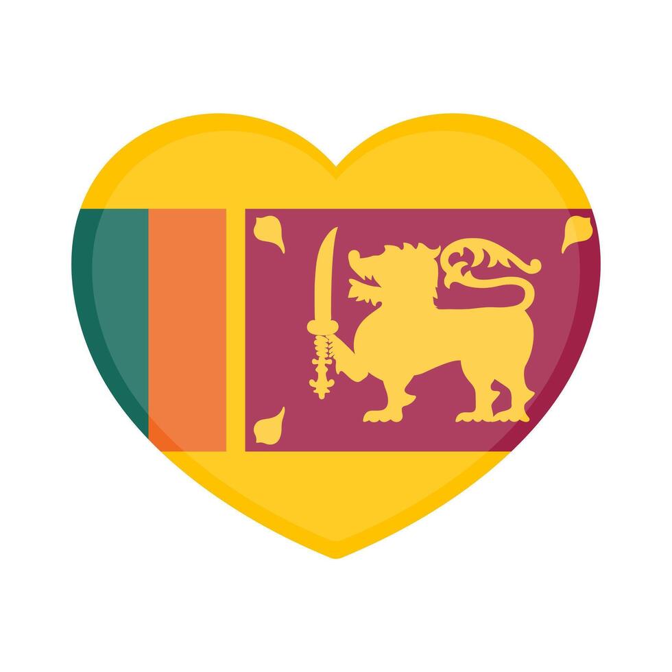 Sri Lanka heart badge icon. Sri Lanka national flag button vector