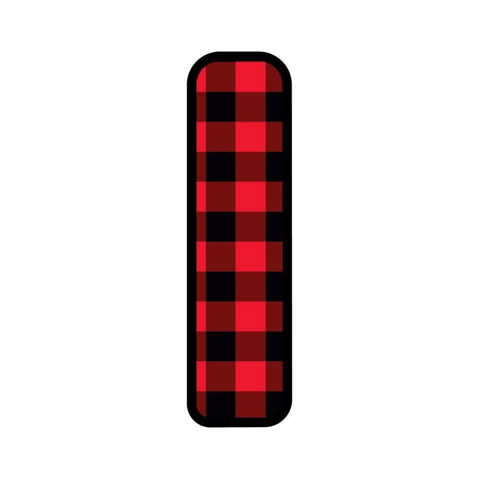 Alphabet number font, red lumberjack plaid pattern l vector