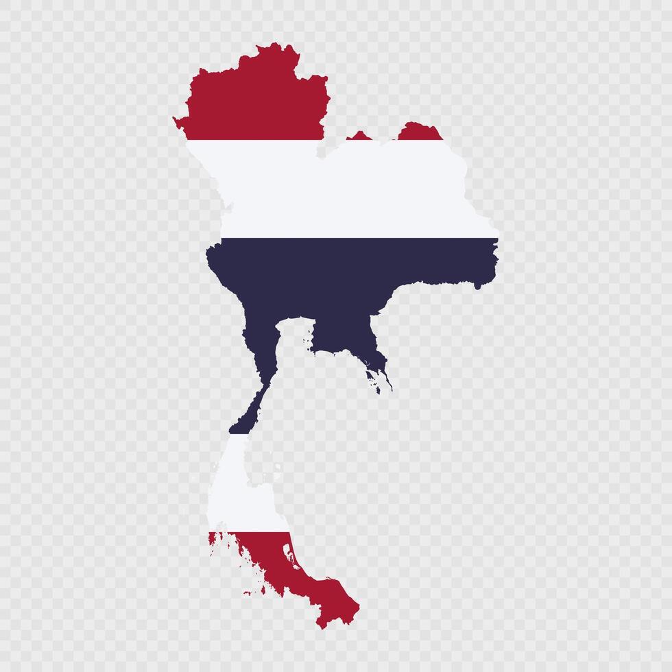Thailand map silhouette with flag. vector