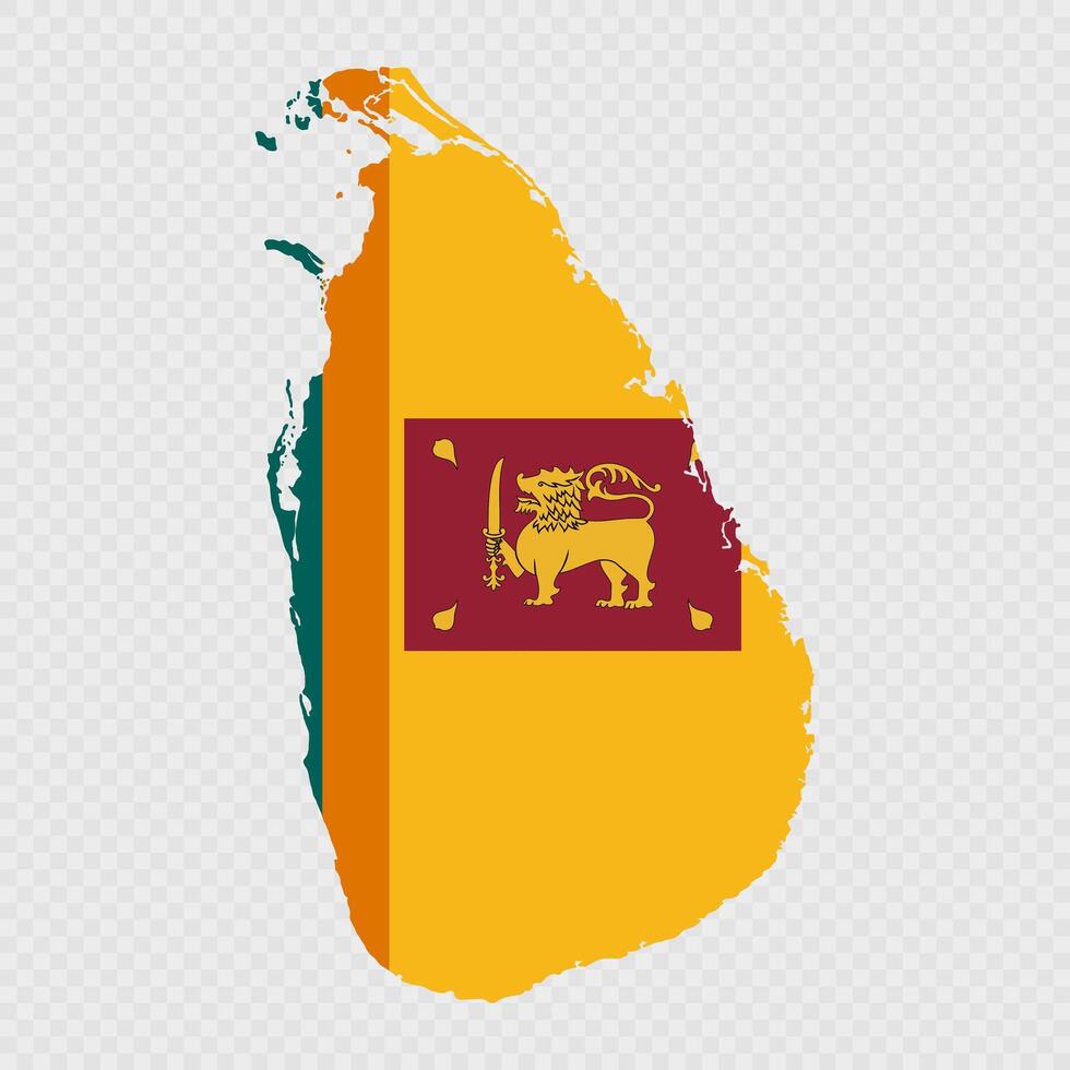 Sri Lanka map silhouette with flag. vector