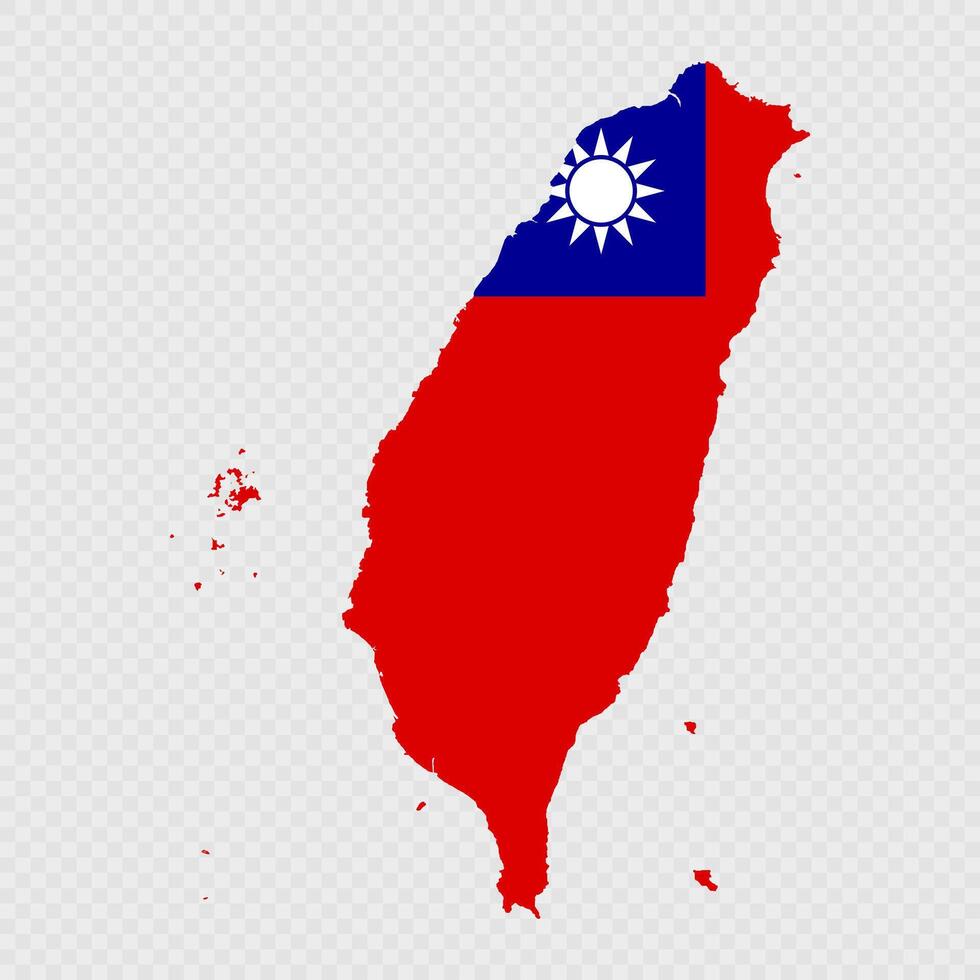 Taiwan map silhouette with flag. vector