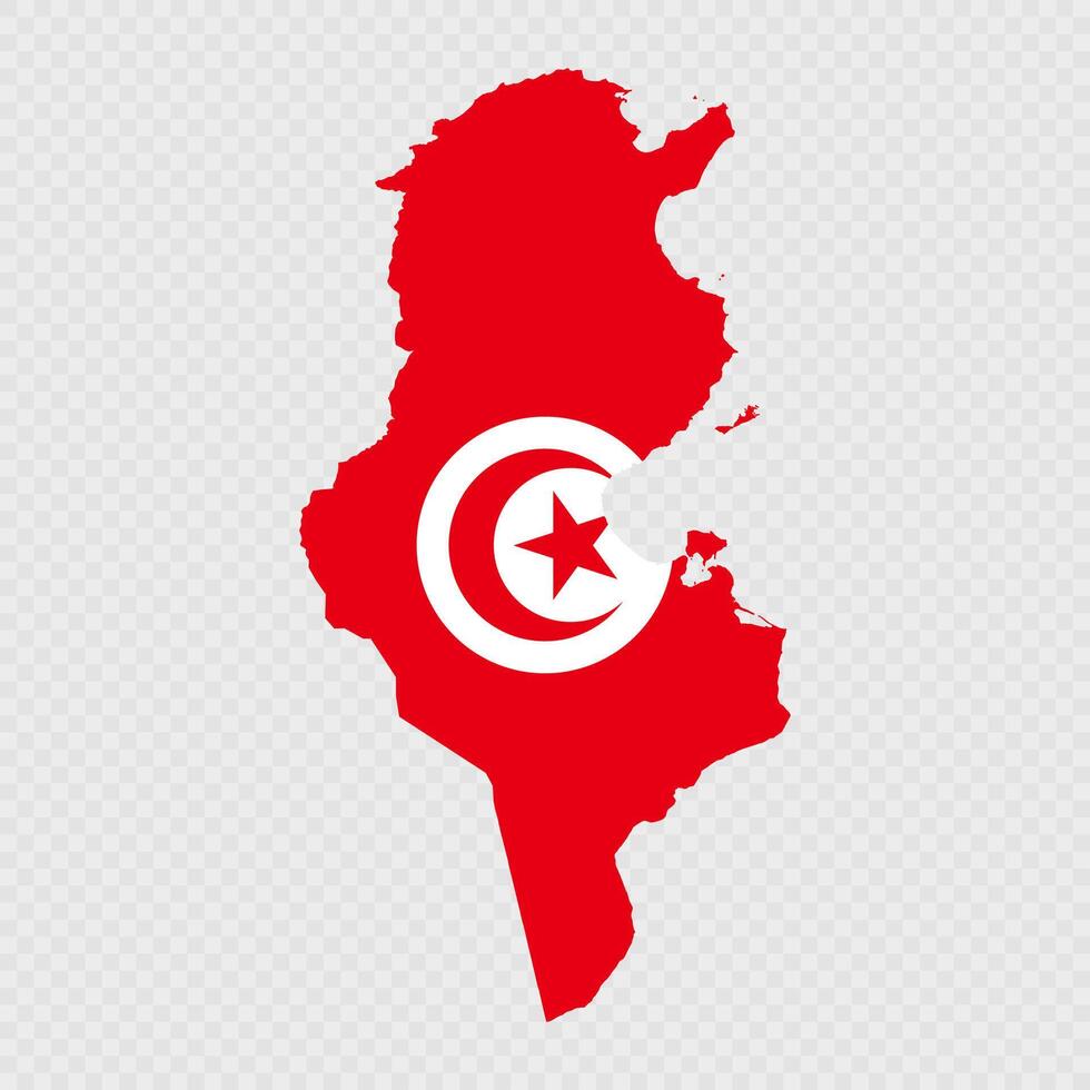 Tunisia map silhouette with flag. vector