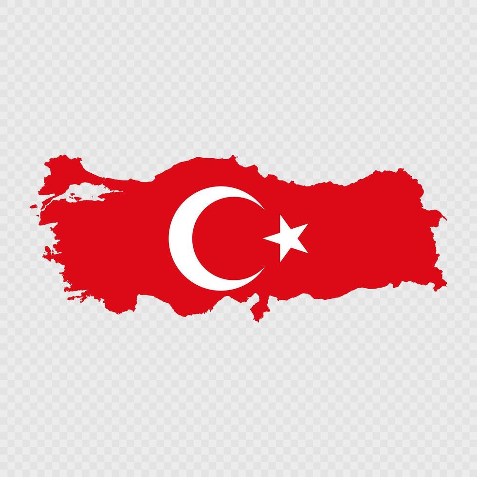 Turkey map silhouette with flag. vector
