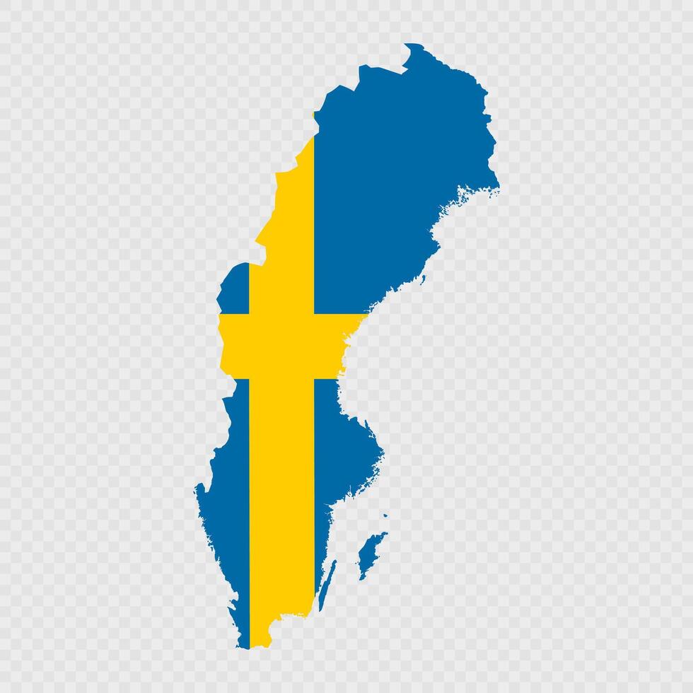 Sweden map silhouette with flag. vector