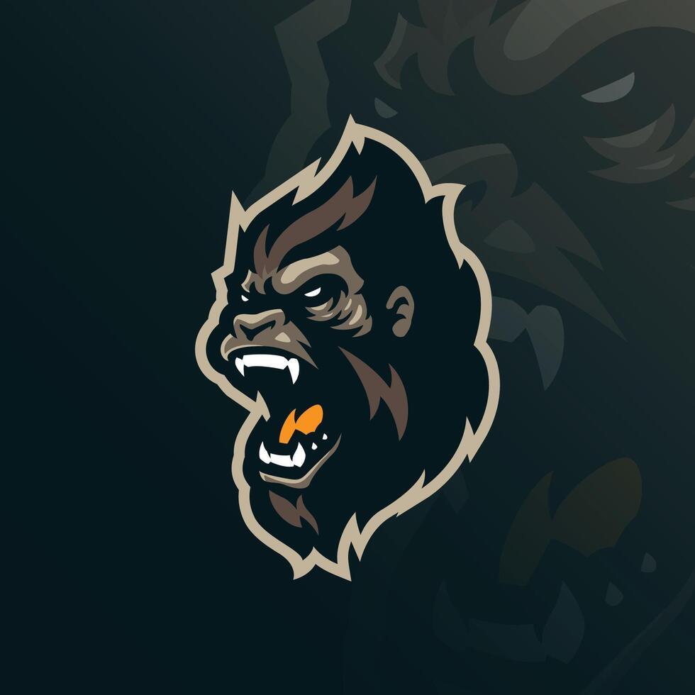 Monkey mascot logo design with modern illustration concept style for badge, emblem and t shirt printing. Angry monkey head illustration. vector