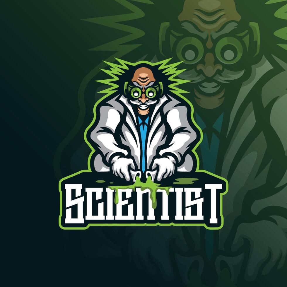 Scientist mascot logo design with modern illustration concept style for badge, emblem and t shirt printing. Scientist illustration for sport and esport team. vector