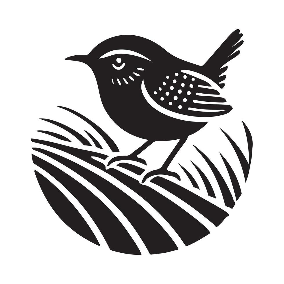 Eurasian Wren Silhouette Illustrations for Bird Conservation and Nature Themes vector
