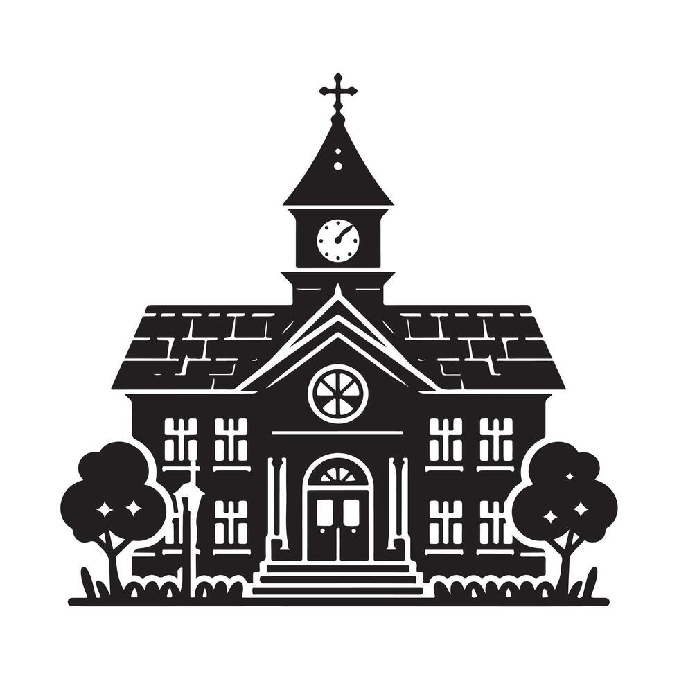 School Silhouette Vectors for Custom Educational Merchandise