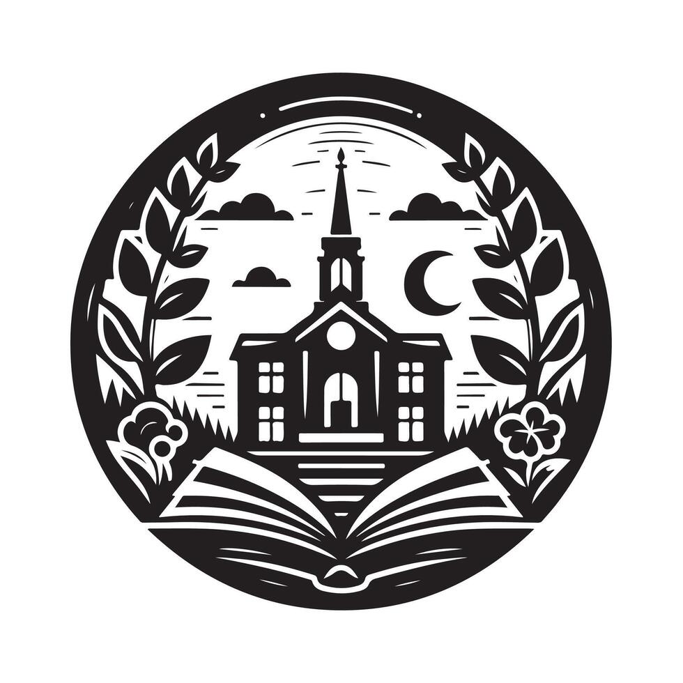 School Silhouette Graphics for Interactive Learning Tools vector