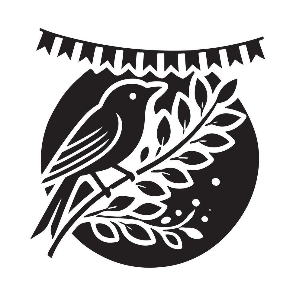 Indigo Bunting Silhouette Illustrations for Website and Mobile App Icons vector