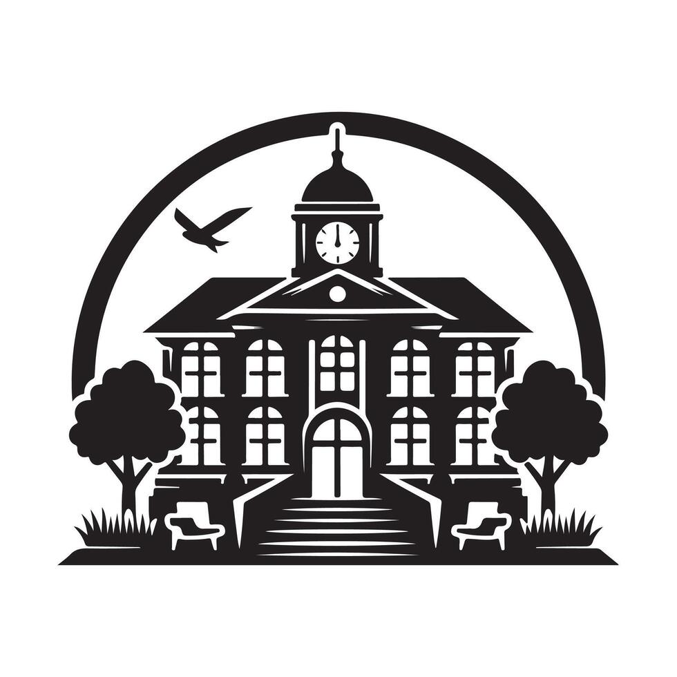 Creative School Silhouette Graphics for School-Related Designs vector