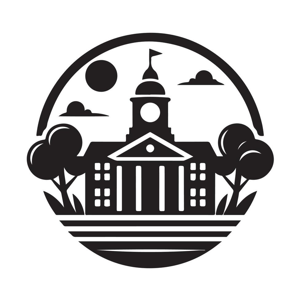 Stylized School Silhouette Vectors for Academic Presentations