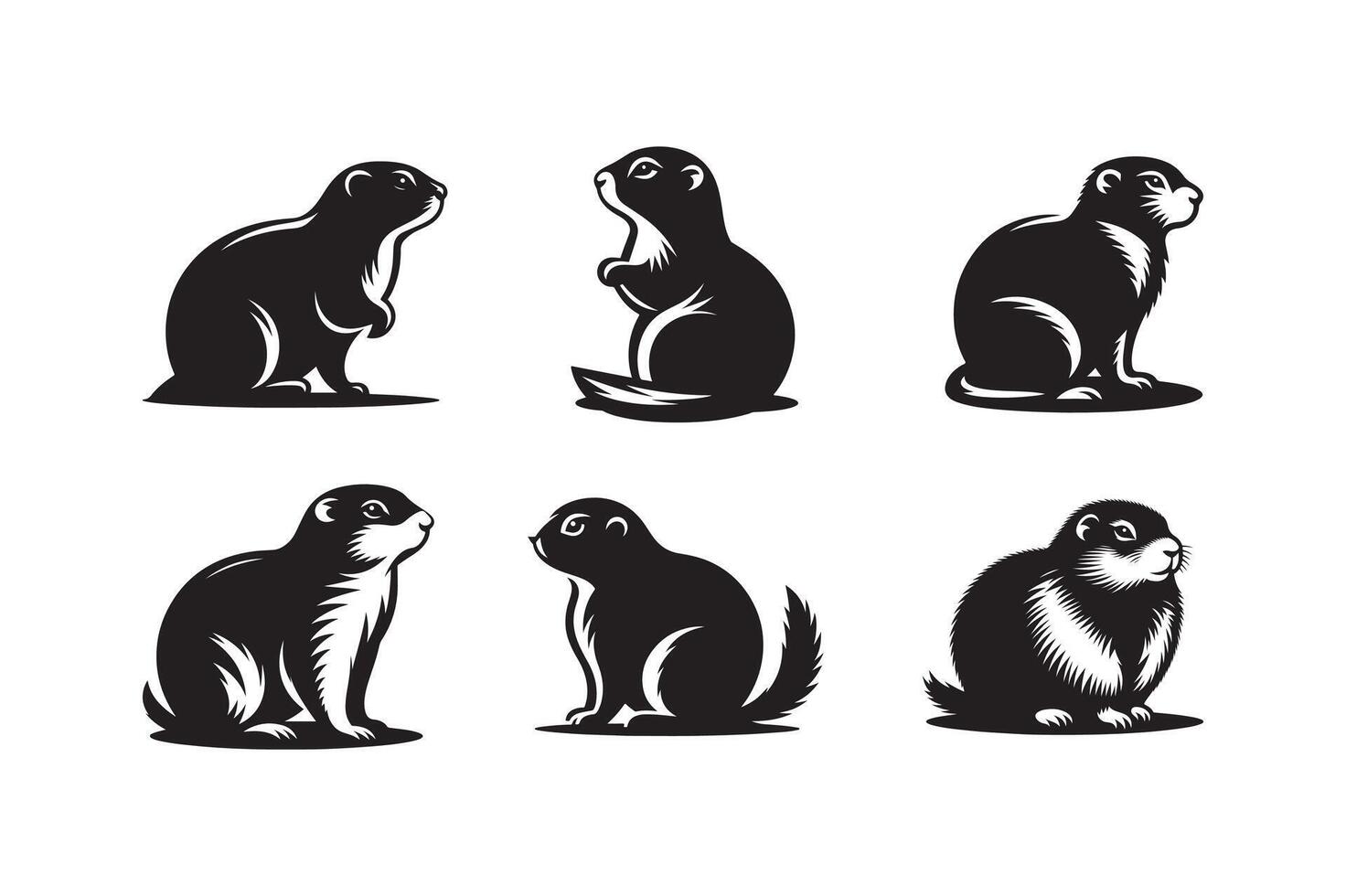 Stylized Prairie Dog Silhouette Vectors for Digital and Print Media