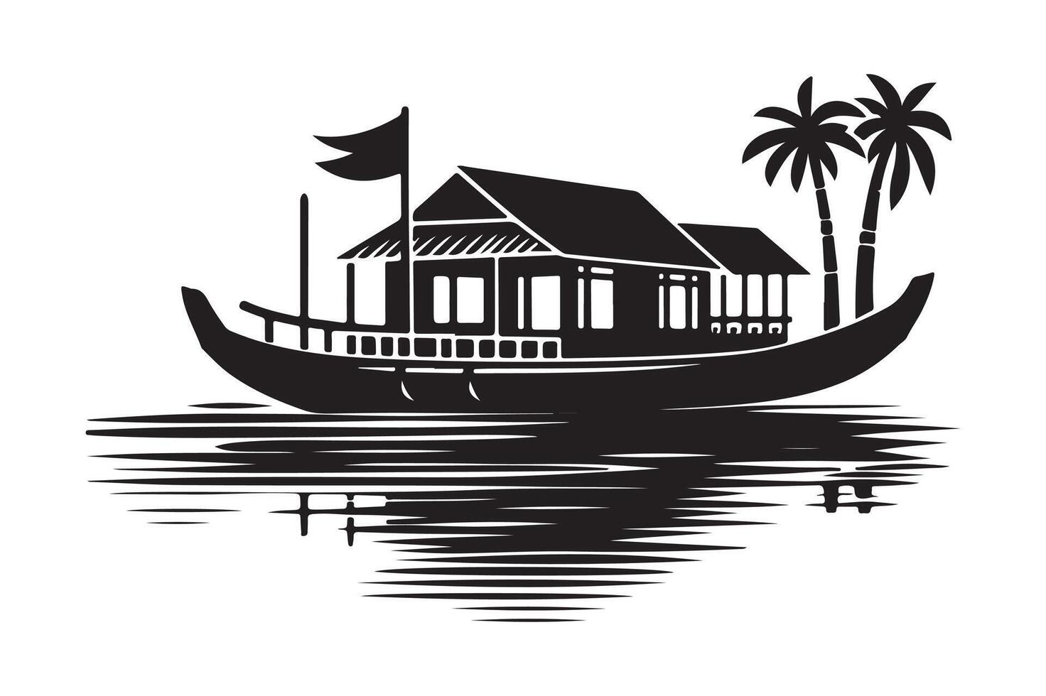 Houseboat Silhouette Illustrations for Logos, Icons, and Branding Needs vector
