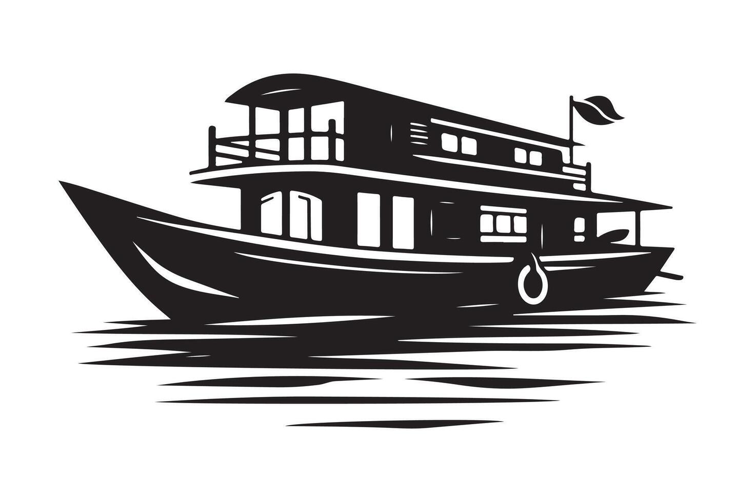 Houseboat Silhouette Illustrations for Flyers, Invitations, and Posters vector