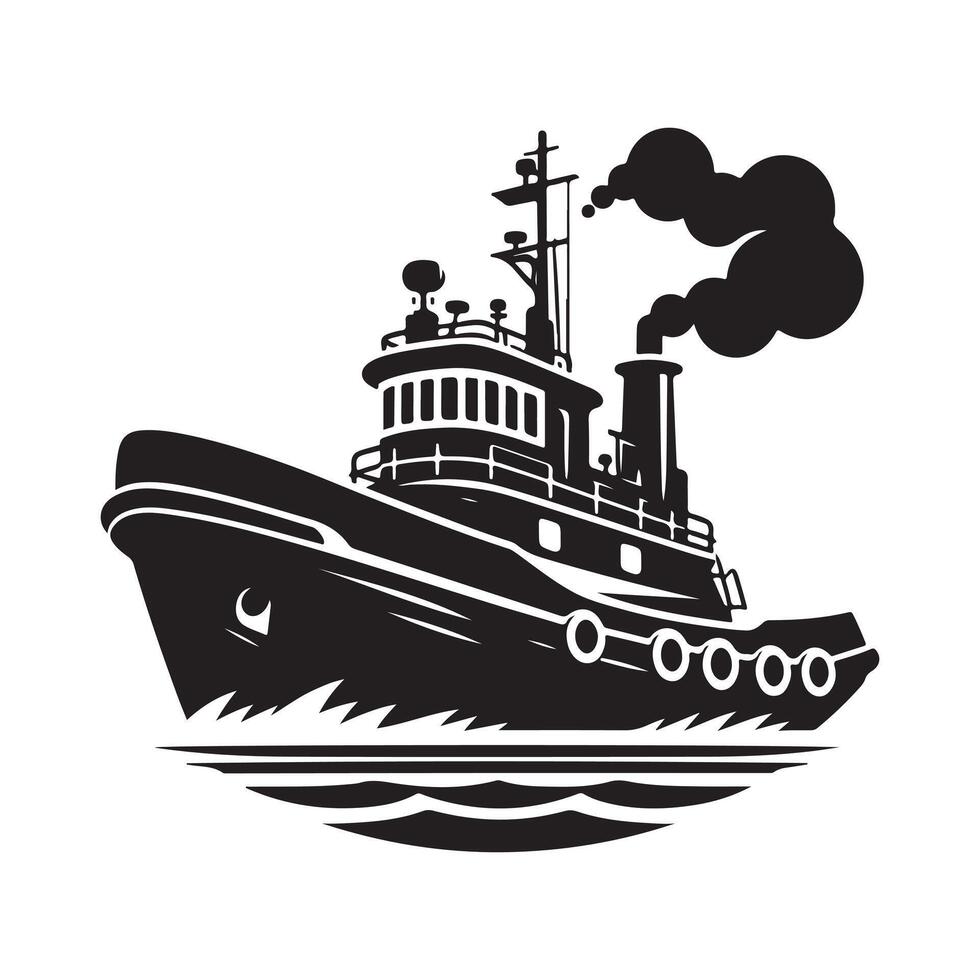 Tugboat Silhouette Illustrations for Product Design and Packaging vector