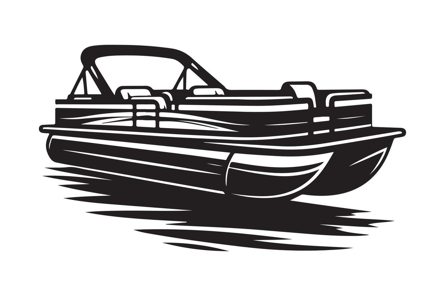 Pontoon Boat Silhouette Illustrations for Logos and Custom Design Projects vector