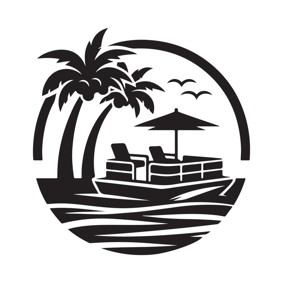 Download Pontoon Boat Silhouette Illustrations for Digital Marketing and Ads vector
