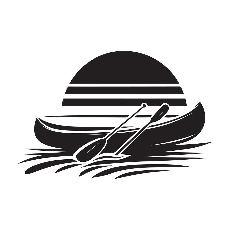 High-Quality Canoe Silhouette Illustrations for Water Sports Graphics vector