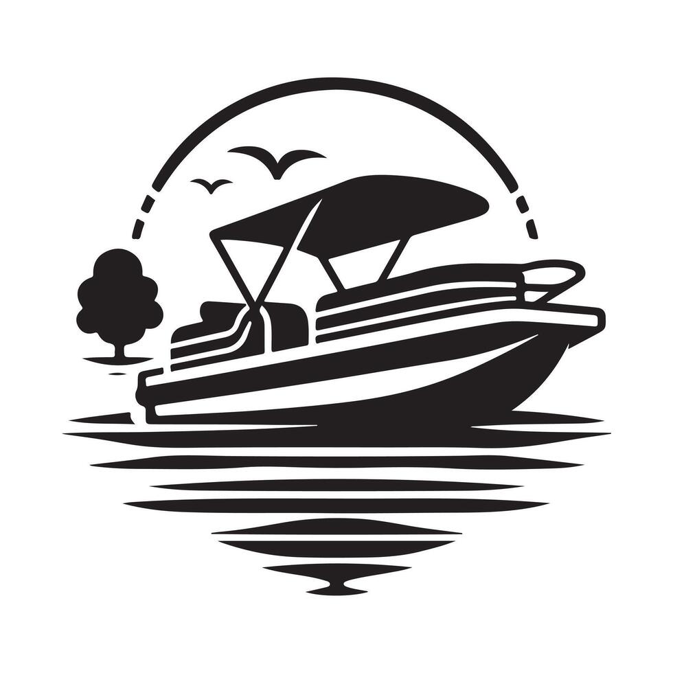 Pontoon Boat Silhouette Illustrations for Water Sports and Recreation vector