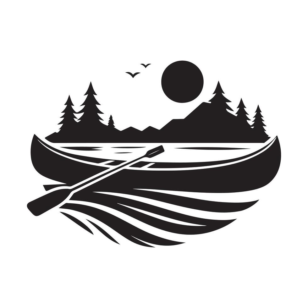 Download Canoe Silhouette Illustrations for Adventure Travel Websites vector