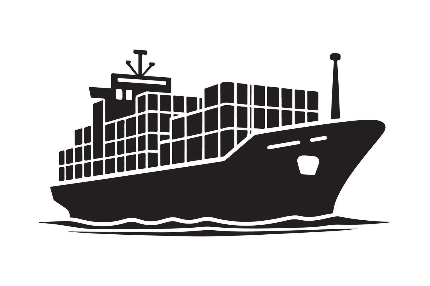 High-Quality Cargo Ship Silhouette Vectors for Commercial and Corporate Use