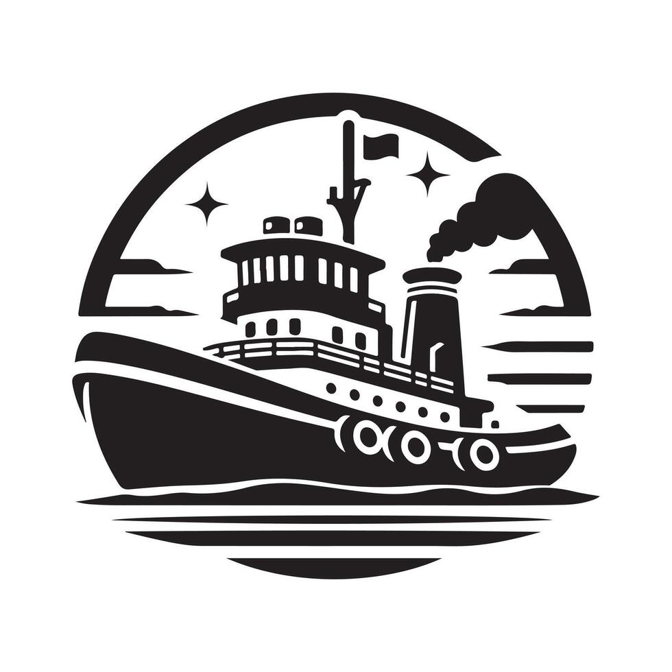 Versatile Tugboat Silhouette Illustrations for Packaging and Promotional Materials vector
