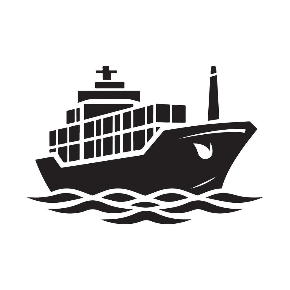 Cargo Ship Silhouette Illustrations Perfect for International Trade Graphics vector