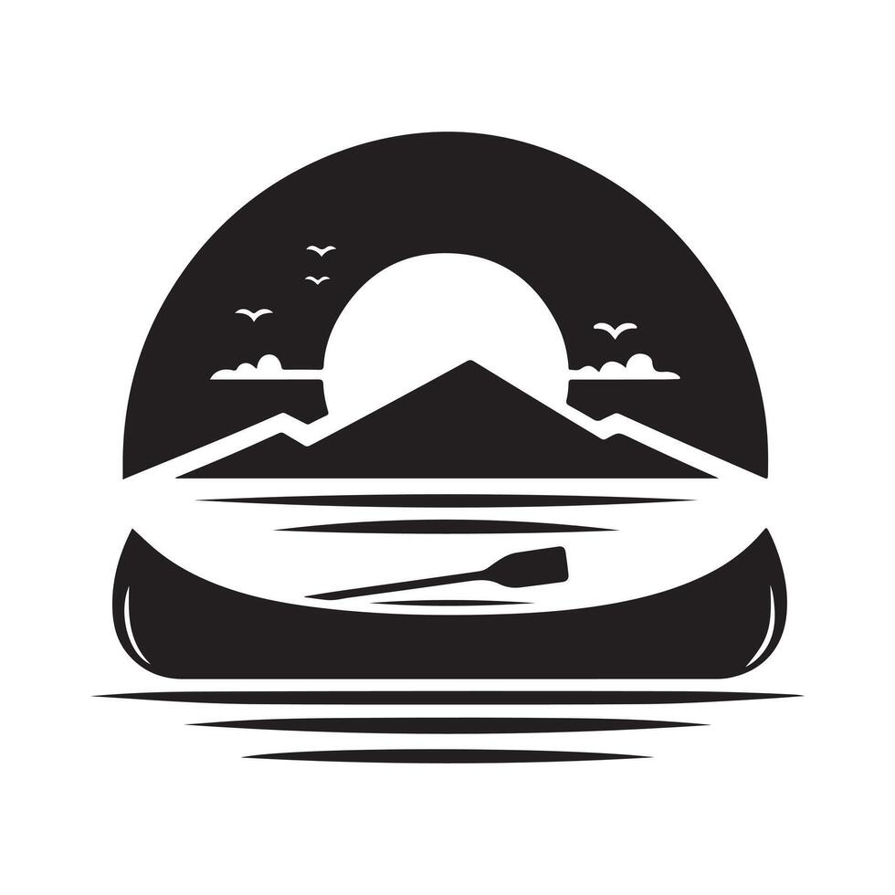 Creative Canoe Silhouette Illustrations for Hiking and Nature Graphics vector