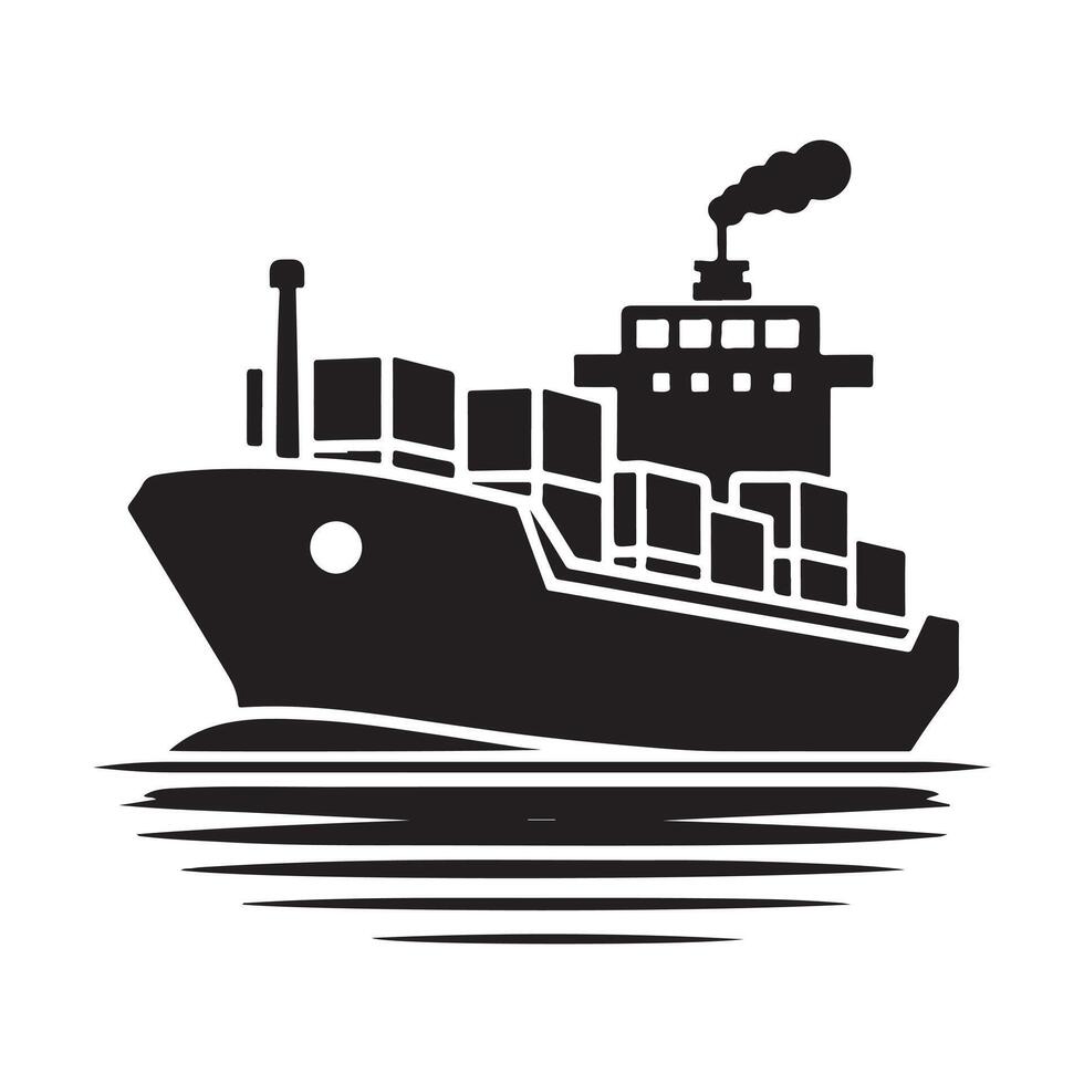 Creative Cargo Ship Silhouette Illustrations for Shipping and Logistics Branding vector