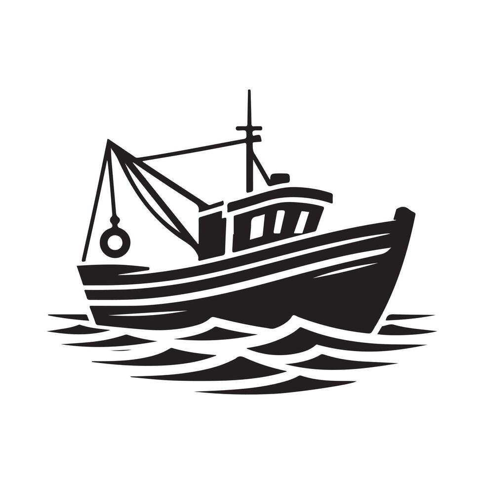 Fishing Boat Silhouette Illustrations for Marine-Themed Website Graphics vector