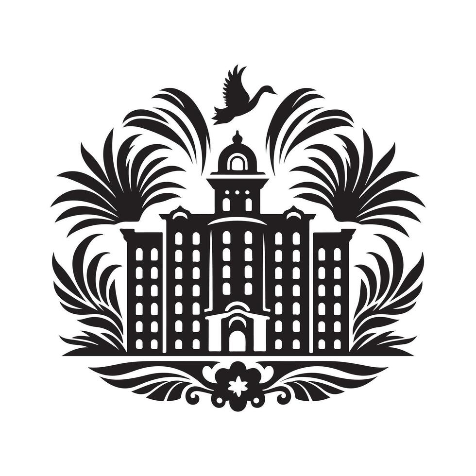 Elegant Hotel Silhouette Illustrations for Personalized Travel Projects vector