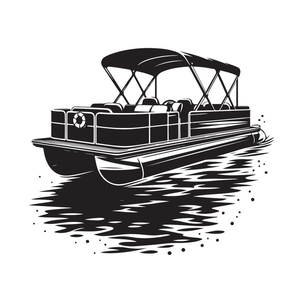 Pontoon Boat Silhouette Illustrations for Fun and Adventurous Campaigns vector