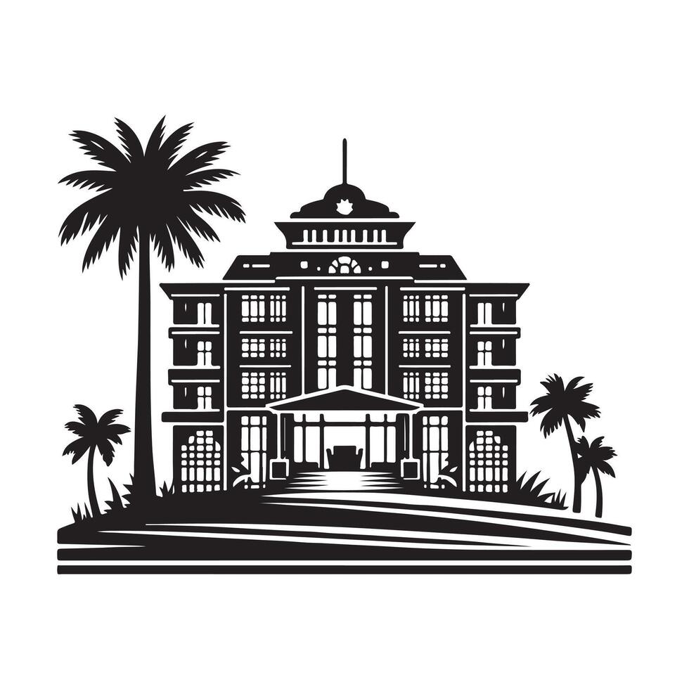 Hotel Silhouette Graphics for Real Estate Marketing and Development vector