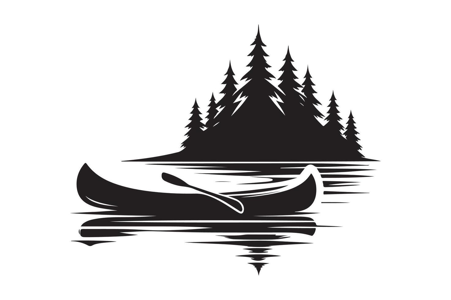 Canoe Silhouette Illustrations Perfect for Outdoor Adventure Themes vector
