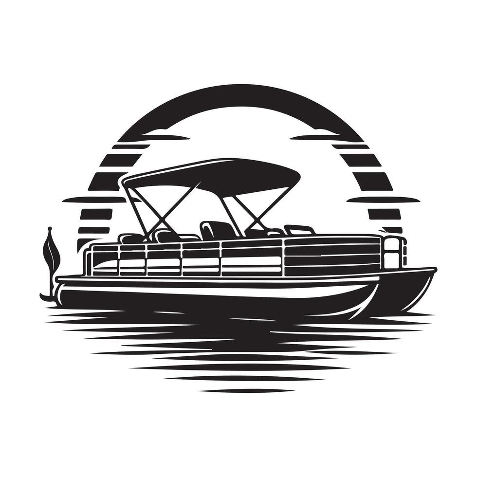 Download Pontoon Boat Silhouette Illustrations for Luxury Boat Branding vector
