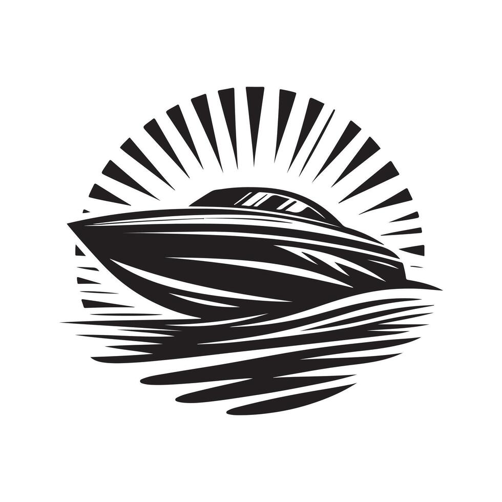 Nautical Speedboat Silhouette Illustrations for Graphic Projects vector