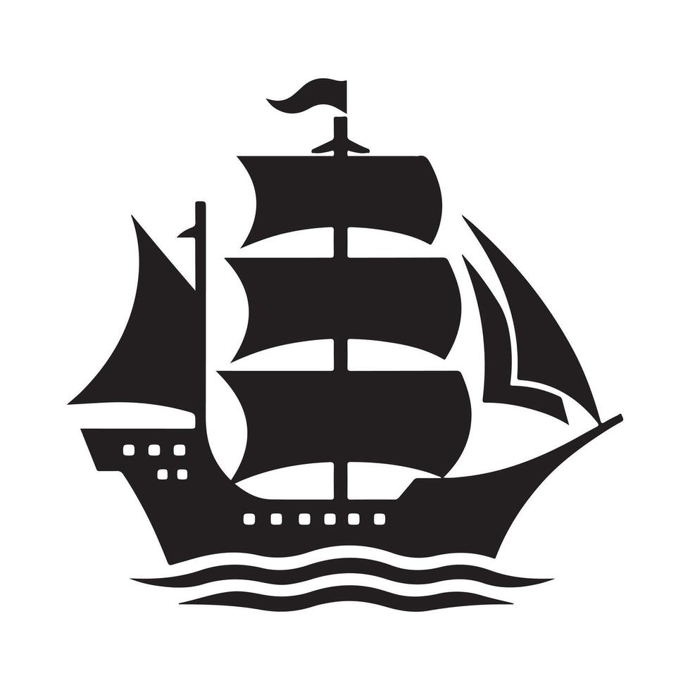 Ship Silhouette Art for Digital Storytelling and Animation Projects vector