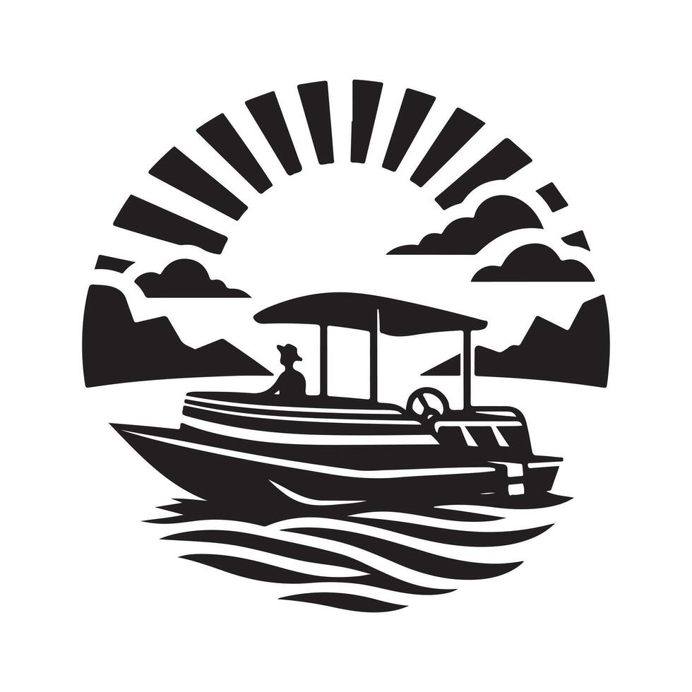 Download Pontoon Boat Silhouette Art for Marine-Themed Graphics vector