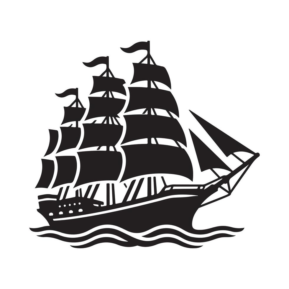 Ship Silhouette Art for Themed Merchandise and Apparel vector
