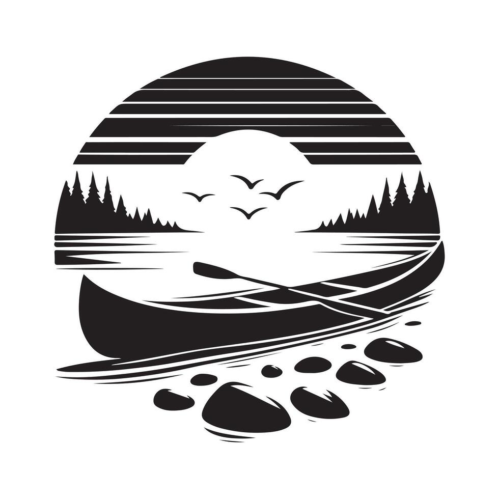 Canoe Silhouette Illustrations for Digital Media, Print, and Packaging vector