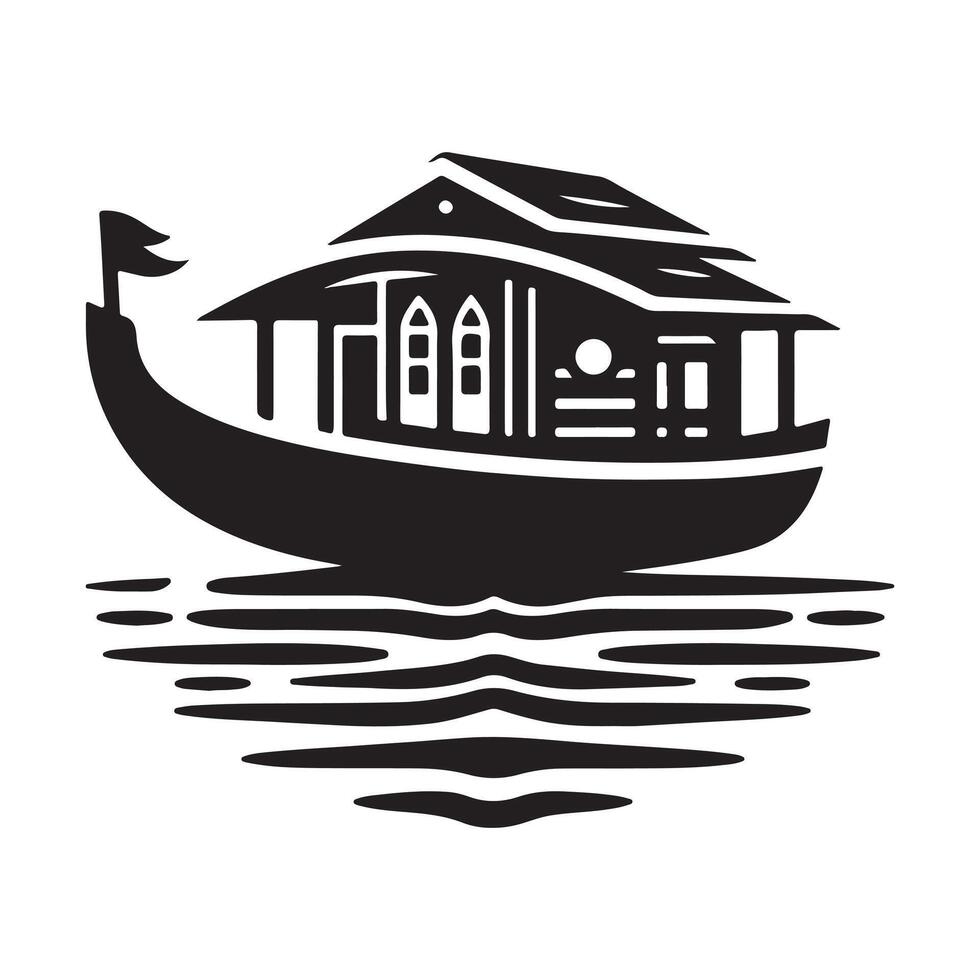 Nautical Houseboat Silhouette Illustrations for Custom Designs and Branding vector