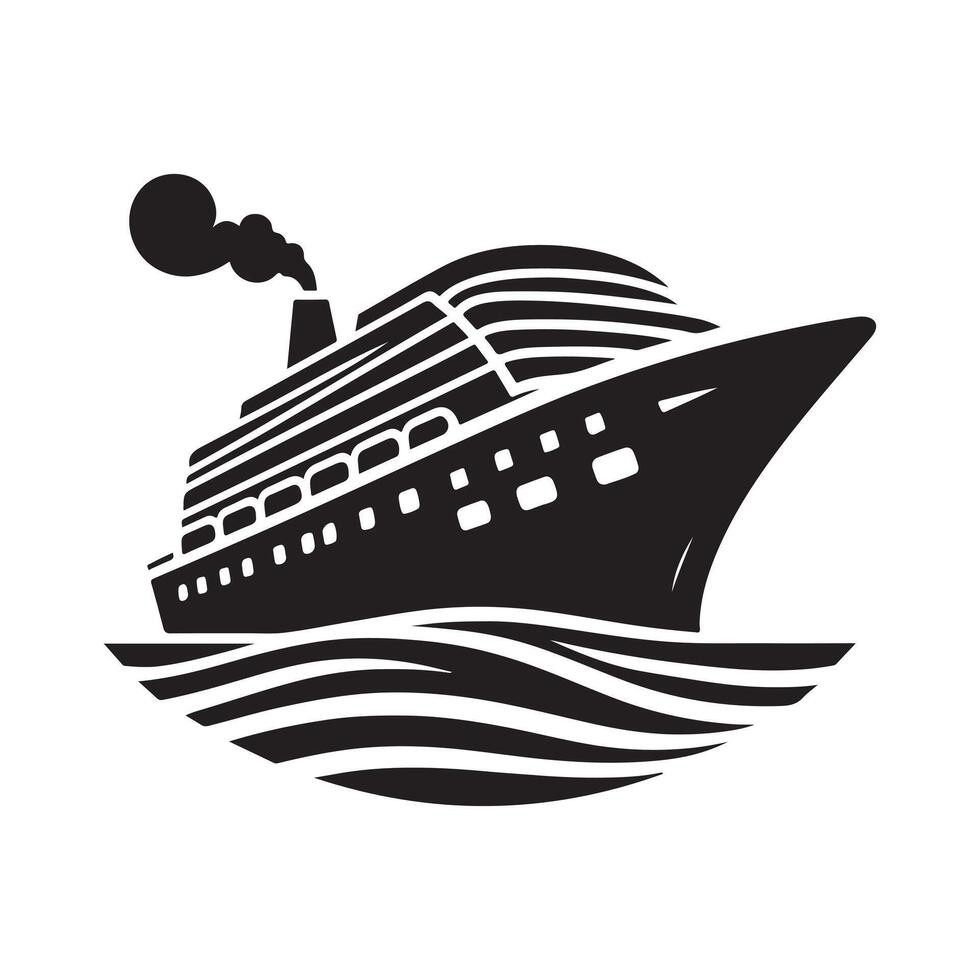 Creative Cruise Ship Silhouette Art for Tourism and Travel Graphics vector