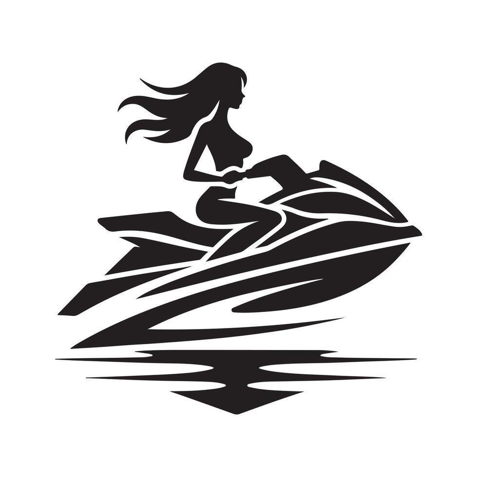 Creative Jet Ski Silhouette Illustrations for Dynamic Visual Content vector